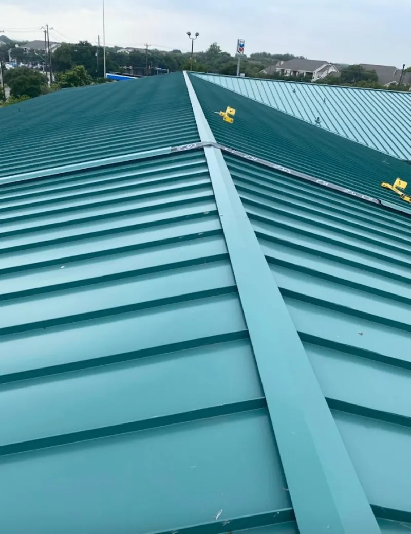 Green commercial metal roof ridge and valley for Metal Roof Repair in Marietta